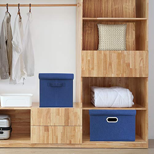 TYEERS Collapsible Storage Bins With Lids, Large Fabric Storage Boxes - 2 Pack - Classic Blue - color: Classic Blue, size: 2-Pack Large