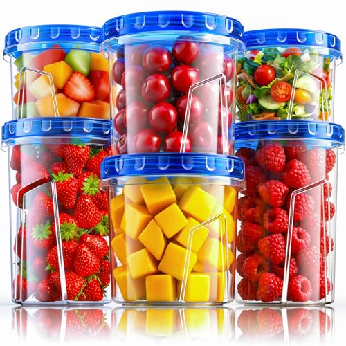 HOMETALL Freezer Storage Containers, [6 Pack- 33/24/17 OZ] Airtight Plastic Food Storage Containers with Twist Top Lids, Soup, Meal Prep Containers | BPA Free | Stackable | Leakproof | Microwave Safe