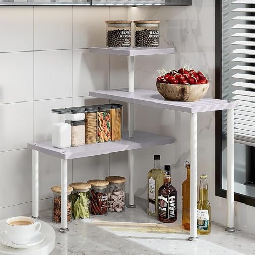 Countertop Organizer Organization 3 Tier Kitchen Corner Shelves Adjustable Spice Storage Rack for Bathroom Coffee Area Over Sink (Light Purple) - color: Light Purple