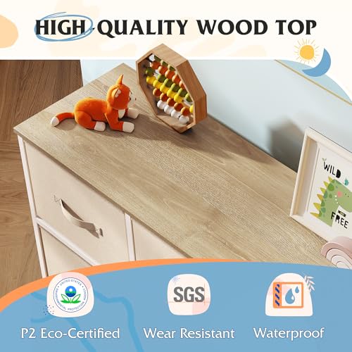WLIVE Dresser for Bedroom with 5 Drawers, Wide Chest of Drawers for Bedroom, Fabric Dresser for Living Room, Closet, Hallway, Cream White - color: Cream White