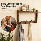28" Coat Rack Wall Mount with Shelf, Entryway Key Holder Wall Mount Wood Wall Coat Hooks with 7 Hooks 3 Key Hanger, Wall Mounted Coat Rack Mail Holder for Living Room, Bedroom - color: Brown, size: 28 inch