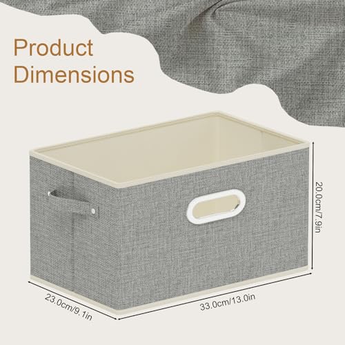 Fabric Open Storage Bins with Metal Handles, Collapsible Organizer Baskets, Foldable Cube Boxes for Shelves, Closet, Living Room, 13x9.1x7.9in, Grey, 4 Pack - color: Grey, size: 13x9.1x7.9 in(4 Pack)