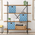Collapsible Cloth Cubes Storage Bins Baskets Box Medal Pattern 13 x13 x13 Inches - Pack of 3,QY-SC02-3 - color: Cream Navy Blue