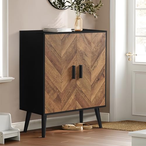 Iwell Storage Cabinet with 2 Shelves & Doors, Sideboard Buffet Cabinet with Storage, Entryway Cabinets, Accent Cabinets for Living Room, Dining Room, Entryway, Black - color: Black, 2 Doors
