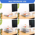 LALOBLUE Stackable Letter Tray Desk Organizer, Set of 4 Clear PET Paper & File Organizers, Document Storage for Office Supplies