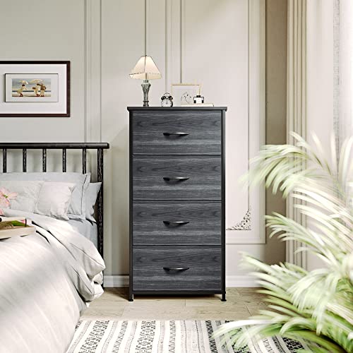 YITAHOME Dresser with 4 Drawers - Fabric Storage Tower, Organizer Unit for Bedroom, Hallway, Closets - Sturdy Steel Frame, Wooden Top & Easy Pull Fabric Bins - color: Charcoal Print, style: 4-Drawer