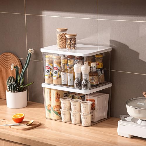 Clear plastic storage bins with LIDS,storage containers for snacks, cosmetics, books, dog food, Storage Organizer for Nursery，Kitchen, Living room,Bedroom, Bathroom, Office (Clear-White Lid, 3XL) - color: Clear-White Lid, size: 3XL