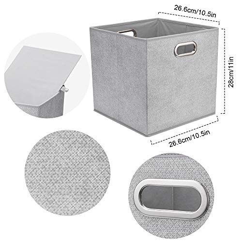 Fabric Cubicle Storage Cubes Bins 10.5x10.5 x 11 In Pattern Collapsible Storage Cube Boxes Grey White Cloth Storage Cubes Baskets Foldable Inserts Drawer Storages for Cube Organizer Storage QY-SC14-3 - color: Gray-white dots(Set of 3)