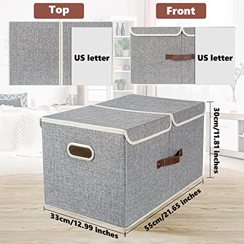 TYEERS Extra Large Collapsible Storage Bins with Lids and Compartments, Washable, Fabric Storage Boxes, 21.7x13x11.8 inches, 1 Pack, Gray - color: Grey, size: 1-Pack 21.7x13x11.8 in