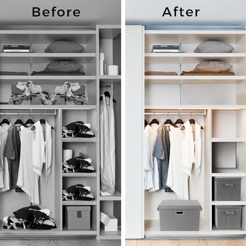 SNWDN 2 Pack Large collapsible Fabric Storage Bins with Lids Fabric storage box with lids for Household and office use (grey 17.3x11.4x11.8 inches) - color: grey, size: Large（2-Pack 17.3*11.4*11.8 Inches）