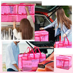 4 Pcs PVC Transparent Zippered Storage Bags Closet Organizers and Plastic Duffel Bags with Reinforced Handle for Bedding Clothing Comforters Pillows(Rose Red)