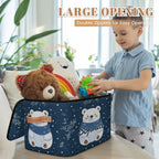 Custom Storage Basket with Name, Personalized Storage Bins with Zipper Lid, Foldable Fabric Storage Box Large capacity with Handle Snowflake White Bear - color: Option 1
