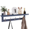 SMIBUY Coat Hooks with Shelf Wall-Mounted, 29.2 Inch Entryway Coat Rack for Wall, Bamboo Hanging Shelf with 5 Double Metal Hooks for Bathroom, Bedroom, Kitchen, Living Room, Mudroom (Grey) - color: Gray