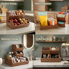 Potato and Onion Storage Bin Set of 3 – Stackable Acacia Wood Onion Storage & Vegetable Baskets for Kitchen Pantry | Wooden Onion and Potato Storage Bins for Potatoes, Garlic & Fruit