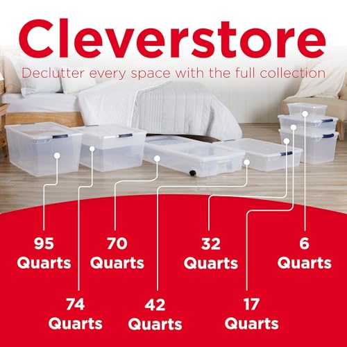 Rubbermaid 70 Quart Under the Bed Low Profile Storage Boxes with Dual Hinged Lids and Easy Rolling Caster Wheels, Clear, 2 Pack - size: Under the Bed - 2 Pack