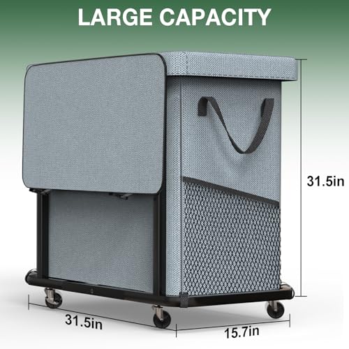 60 Gal (230L) High Grade Large Laundry Basket with Wheels, Rolling Laundry Hamper, Laundry Cart with Metal Frame and Removable Bag Design, Suitable for Laundry Room, Bedroom (Grey, 3 Section 230L) - color: Grey, size: 3 Section 230L