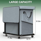 60 Gal (230L) High Grade Large Laundry Basket with Wheels, Rolling Laundry Hamper, Laundry Cart with Metal Frame and Removable Bag Design, Suitable for Laundry Room, Bedroom (Grey, 3 Section 230L) - color: Grey, size: 3 Section 230L