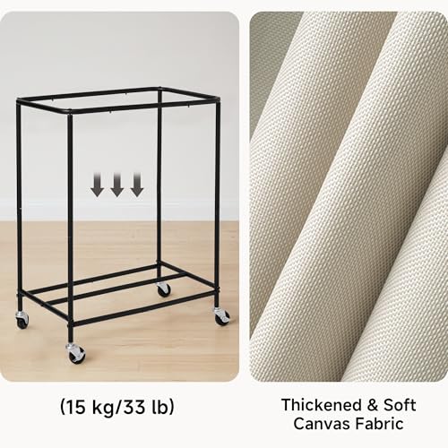 StorageWorks 2 Section Laundry Hamper, Rolling Laundry Cart with Wheels and Handles, Laundry Room Double Sorter for Organizer and Storage, 26.4 Gal(100L), Beige - color: Beige, size: 100L(2-Section)