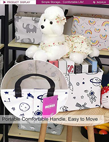 Rectangular Storage Basket Fabric Organizer Bin for Toys,Books,Clothes,Gifts,Pets-Perfect for Home,Office,Nursery,Dorm,Shelf(Rec Spaceships) - color: Rec Spaceships