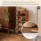 Tall Narrow Solid Wood Shoe Rack, 6 Tier Vertical Shoe Storage Tower, Freestanding Corner Organizer for Small Entryways, Slim Space-Saving Shoe Rack (12.6" L x 9.84" W x 32.1" H) - size: 6layers 32.1"H