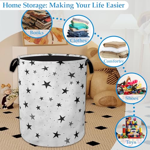 Star Laundry Basket Collapsible Laundry Hamper with Handle, Oxford Clothes Toy Storage Bin for Bathroom Bedroom Room Decor 16" X 20.8" - color: Star