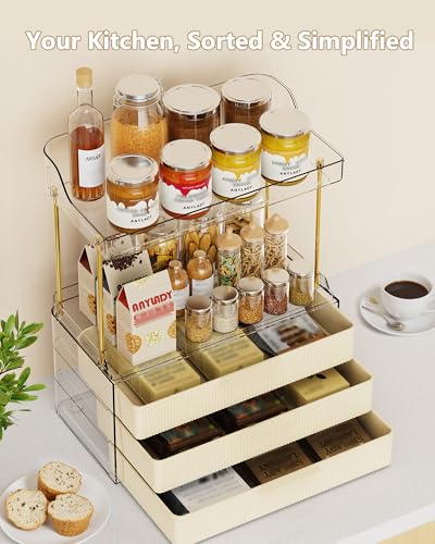 Anylady Bathroom Organizers and Storage, Makeup Organizer (Sturdy Durable Attractive), Ideal for Vanity, Countertop, Counter, Perfume, Skincare, Cabinet, Cosmetic, Dresser Organizer (Cream) - color: Cream