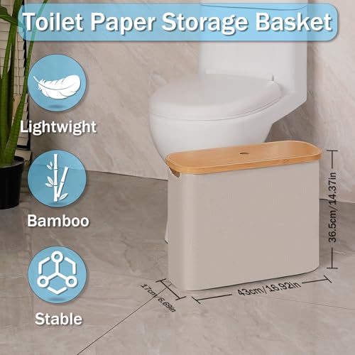 efluky Toilet Paper Basket with Lid, Toilet Paper Organizer for Bathroom, Free Standing Toilet Paper Holder with Storage, Brownbeige - color: Brownbeige