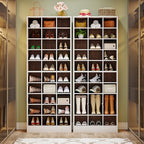 Tribesigns 10-Tier Shoe Storage Cabinet, White and Brown Wooden Shoe Rack with 30 Cubbies, Freestanding Tall Entryway Shoe Organizer for Closet, Entryway, Living Room - color: White & Brown