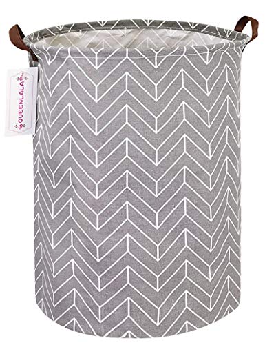 QUEENLALA Large Storage Basket,Laundry Hamper/Bathroom/Home Decor/Collapsible Round Storage Bin,Boys and Girls Hamper/Boxes/Clothing(Grey Wheat) - color: Grey Wheat