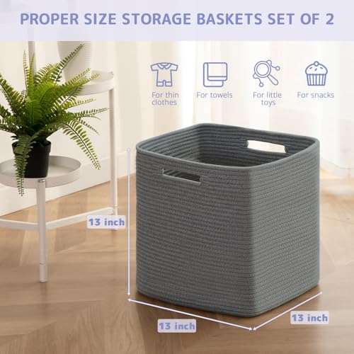OIAHOMY Storage Cubes, 13 Inch Cube Storage Organizer, Collapsible Storage Bins, Baskets for Organizing, Storage Bins for Shelves-Dark Grey, 2-PACK - color: Dark Grey, size: 2Pcs-13*13*13inch