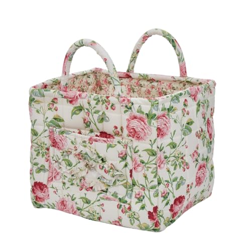 Quilted Laundry Basket with Handles, Aesthetic Collapsible Fabric Storage Basket for Clothes, Diapers & Toys - Multi-Purpose Boho Organizer Tote for Car, Home & Picnic (F) - color: F