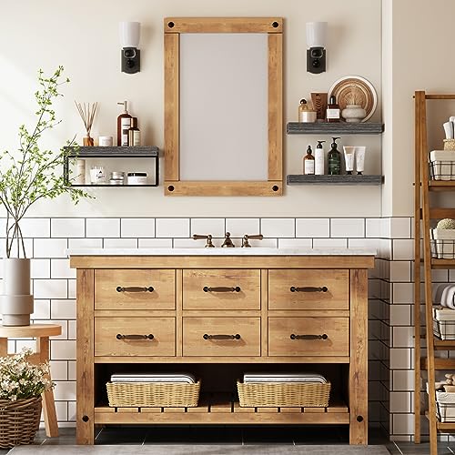 QEEIG Bathroom Shelves Over Toilet - Wall Mounted Floating Shelves Toilet Paper Storage Small Farmhouse Decor Shelf 16 inch Set of 3, Grey (019-GY3) - color: D. Grey, size: 3pcs