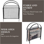 MyGift Mid-Century Design Magazine Rack, Matte Black Tone Metal Mesh Freestanding Magazine Organizer Holder Sling - color: Black