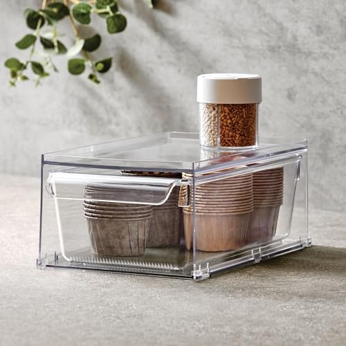 iDesign Stackable Kitchen Storage Drawer for Fridge, Pantry, Under-Sink, or Cabinet - Set of 4 - Clear - style: Pack of 4