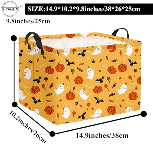 HIYAGON Rectangular Halloween Basket for Boys and Girls Kids Trick or Treat Pumpkin Basket for Halloween Parties Cute Storage Bin Organizer Box Room Decor(Cute halloween ) - color: Cute halloween