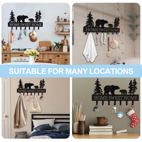 Personalized Key Holder for Wall - Metal Bear Key Rack Wall Mounted with Hooks - Key Holder Hooks Organizer Coat Rack - Animal Theme Hooks Sweet Home Decor for Storage, Hallway, Bedroom, Office - color: 04 Bear