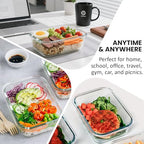 HOTEC 35OZ Glass Food Storage Container, Airtight Glass Lunch Fruit Containers with Lids - Microwave, Oven, Freezer and Dishwasher Safe, 4-PACK - size: 4Pack 35OZ