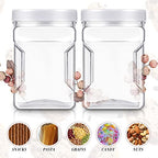 Gerrii 12 Pcs 27 Oz Plastic Storage Jars with Lids, Clear Wide Mouth Square Plastic mason Containers, Paint Storage Containers with Easy Grip Handles, Reusable Wide Mouth Canisters