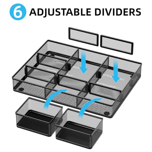 Marbrasse 3 Pack Desk Drawer Organizers with 9 Adjustable Compartments for Makeup, Office Supplies & Accessories (Black) - color: 2Pack-Black Drawer Organizer