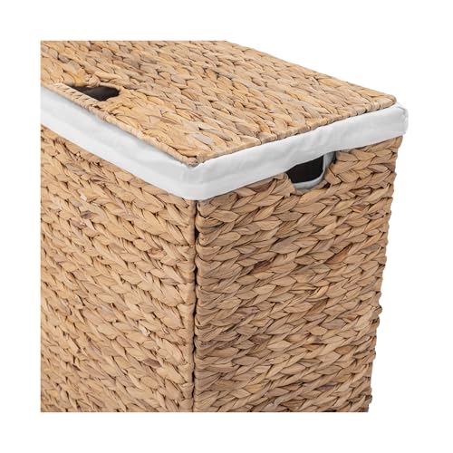 Seville Classics Premium Natural Handwoven Portable Laundry Bin Basket with Carrying Handles, Natural Water Hyacinth, Rectangular, Volume: 2.5 bushels or 3.1 cu. ft, 18.5" W x 12.2" D x 24" H - color: Natural Water Hyacinth, size: Rectangular, 18.5" W x 1