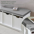 Haotian White Storage Bench with Drawers & Padded Seat Cushion, Hallway Shoe Cabinet Shoe Bench, FSR30-W