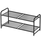 2 Tier Metal Shoe Rack, 27 Inch Wide Stackable Closet Shoe Organizer with Durable Mesh Shelves, Adjustable, Black - color: Black, size: 2 Tier
