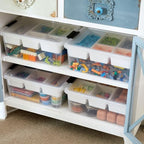 MACOPRO 17 QT Plastic Storage Box with Removable Tray, Bins with Lids, Clear Storage Container for Craft Supplies, Beads, Tools, Sewing, and Playdoh Organization (White, 1Pack-17QT) - size: 1Pack-17QT