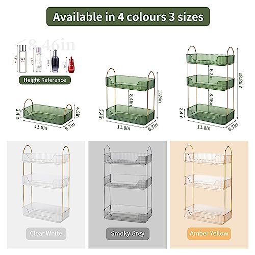 Akinbas 3 Tier Bathroom Organizer Countertop Makeup Perfume Tray Skincare Organizer for Bathroom Dresser Vanity (Green) - color: Green, size: 3 Tier