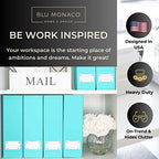 BLU MONACO Set of 6 Aqua Magazine File Holders | Foldable Magazine Storage Boxes with White Leather Label Holders | Vertical File Organizer for Desk, Shelves & Home Office - color: Aqua