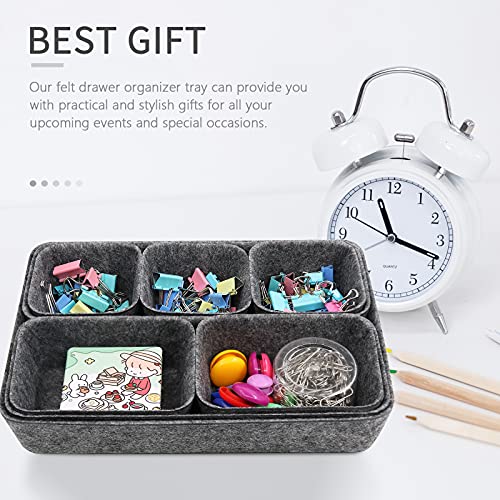 Newthinking Desk Drawer Organiser Trays, 8 Pack Square Organizer Box Stackable Dividers, Save Desk Space Dividers Box for Home Office Cosmetics Storage Boxes (Dark Gray)