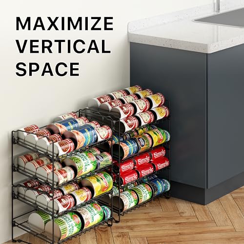Simple Houseware 2 Tier Stackable Can Rack, Black, 2 Pack - color: Black
