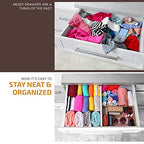 6-Pack Drawer Dividers - 2.6 Inches High, Adjustable 16 to 22 Inches Bamboo Drawer Organizer, Large Expandable Separator for Clothes, Dresser, Bedroom, Bathroom, Baby, Office, Kitchen Utensils, White - color: White