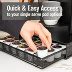 Mind Reader Single Serve Coffee Pod Drawer, 36 Pod Capacity, Countertop Organizer, Removable Dividers, Metal, Black - style: Square 36 Capacity