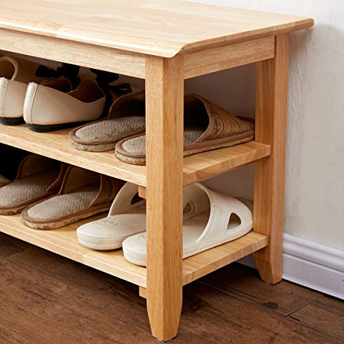 XKZG Storage Bench Wooden Shoe Rack Bench Simple Style Wood Entryway Bench (Natural,39.4") - color: Natural, size: 39.4"W x 11.8"D x 16.5"H
